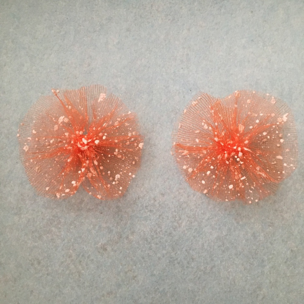 Orange mesh bows
